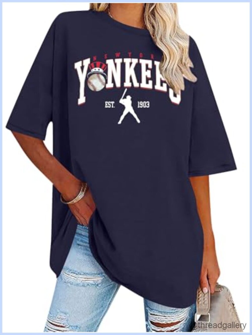 Oversized Baseball Graphic T-Shirt Short Sleeve Crew Neck Cotton Blend Game Day